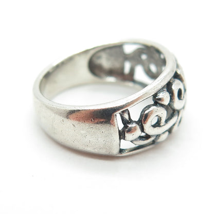 925 Sterling Silver Vintage Swirl Oxidized Ring Size 7
