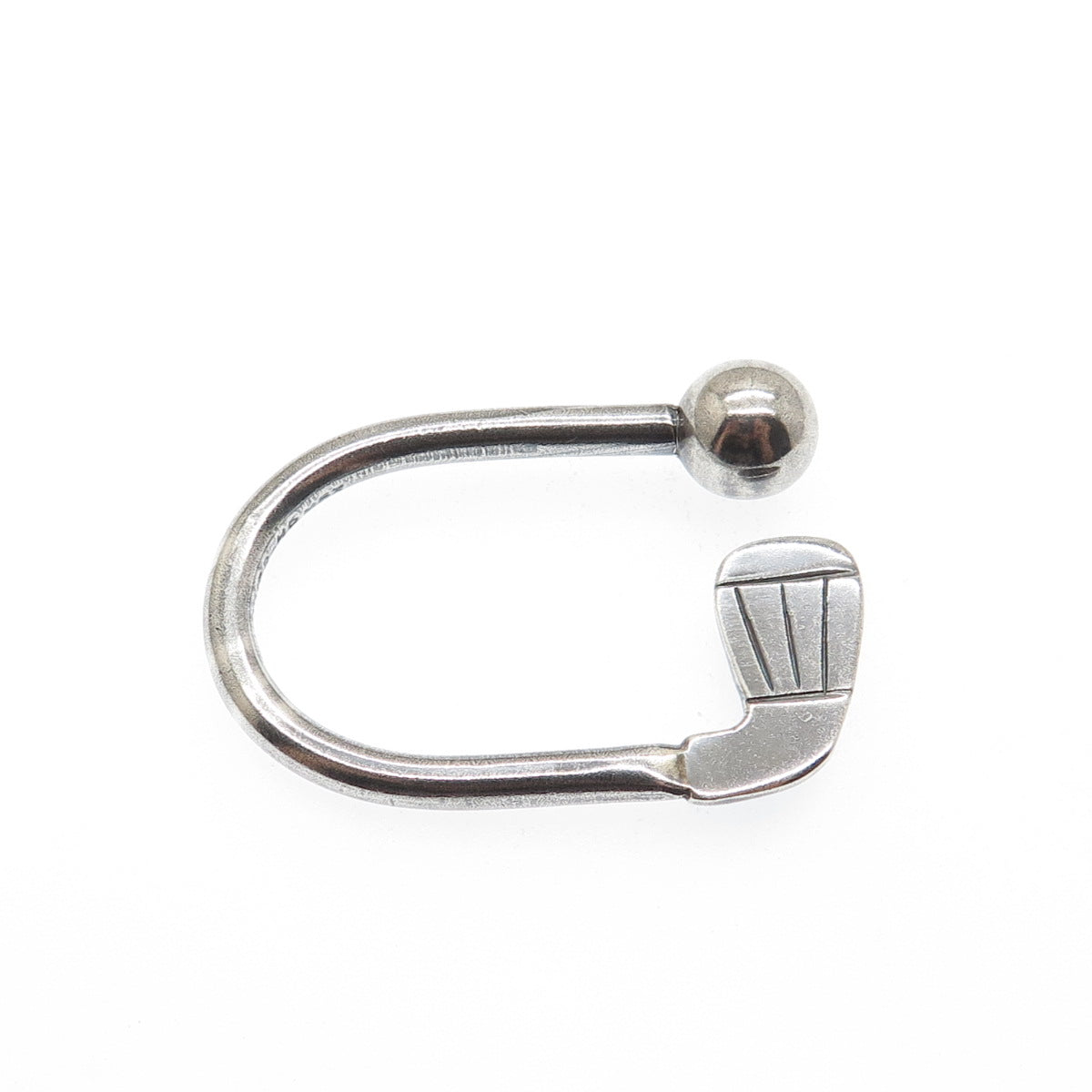 925 Sterling Silver Vintage Mexico Golf Club Screw Ball Key Ring Holder