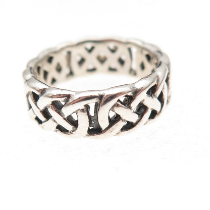 925 Sterling Silver Vintage Celtic Knot Oxidized Band Ring Size 5.5
