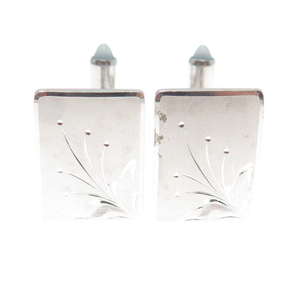 KREMENTZ 925 Sterling Silver Antique Art Deco Engraved Flower Cufflinks