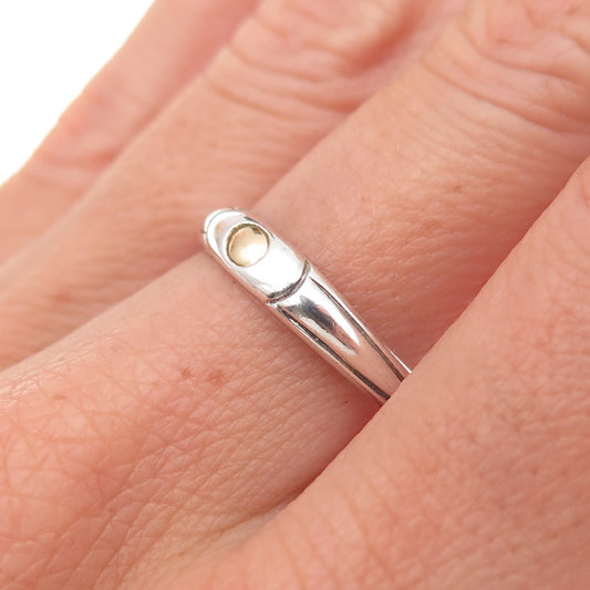 Ste Bee 925 Sterling Silver 2-Tone Vintage Modernist Oxidized Ring Size 7.75