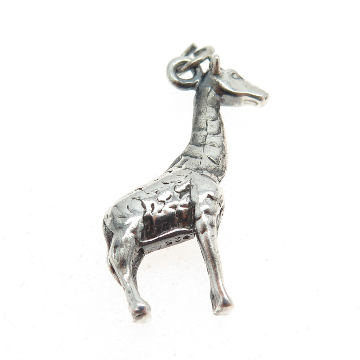 925 Sterling Silver Vintage Giraffe 3D Pendant