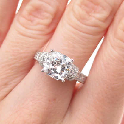 925 Sterling Silver Multi-Cut C Z Engagement Ring Size 6