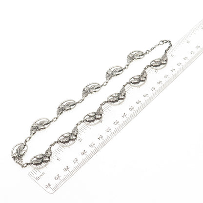 DANECRAFT 925 Sterling Silver Antique Art Deco Acorn Oxidized Chain Necklace 16"