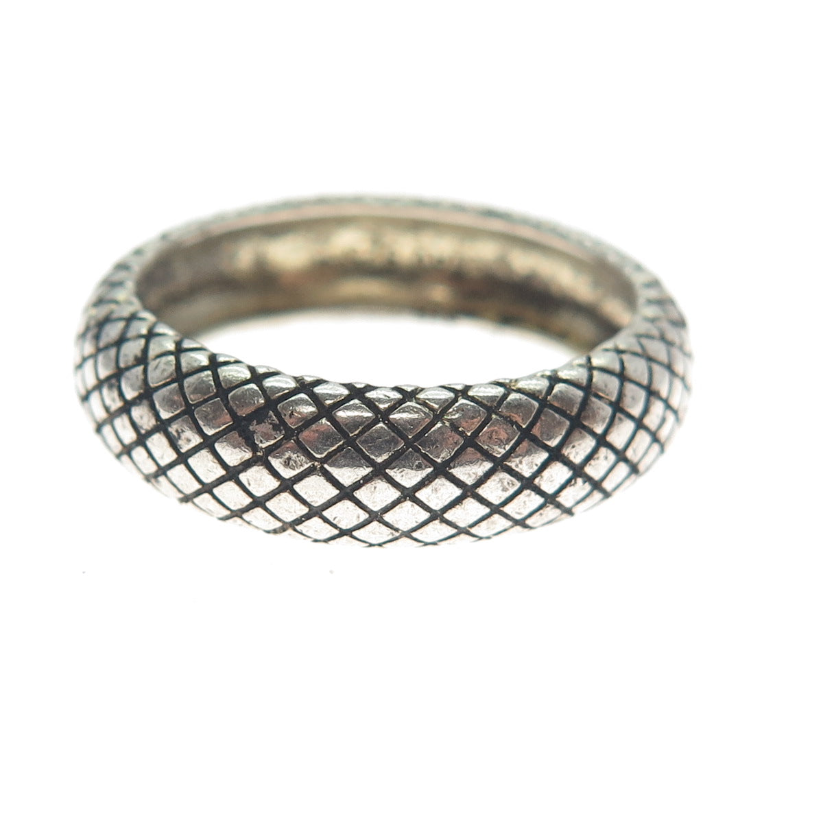 ARGENTO VIVO 925 Sterling Silver Vintage Shake Skin Oxidized Band Ring Size 9