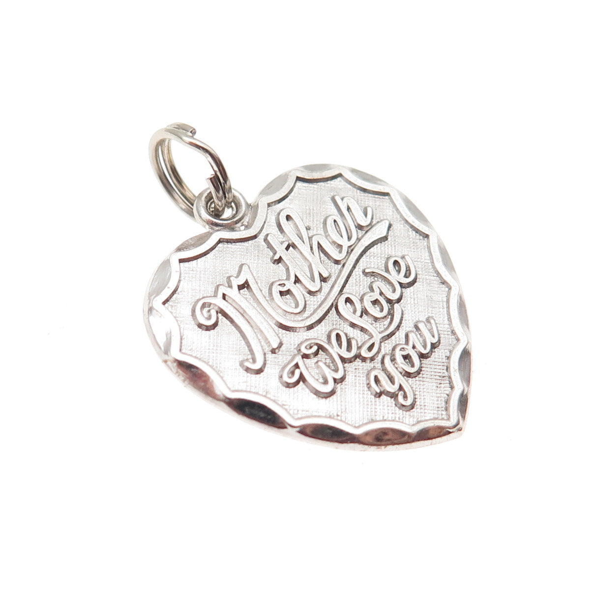 Rembrandt Sterling Silver Vintage Mother We Love You Heart Mini Charm Pendant