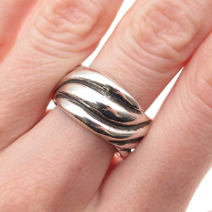 Chapal Zenray 925 Sterling Silver Vintage Modernist Oxidized Ring Size 7.75