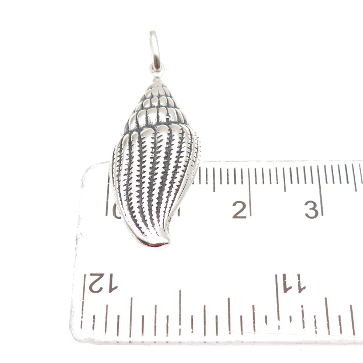 925 Sterling Silver Vintage Seashell Oxidized Charm Pendant