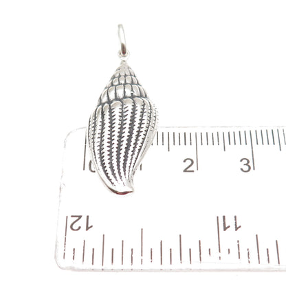 925 Sterling Silver Vintage Seashell Oxidized Charm Pendant