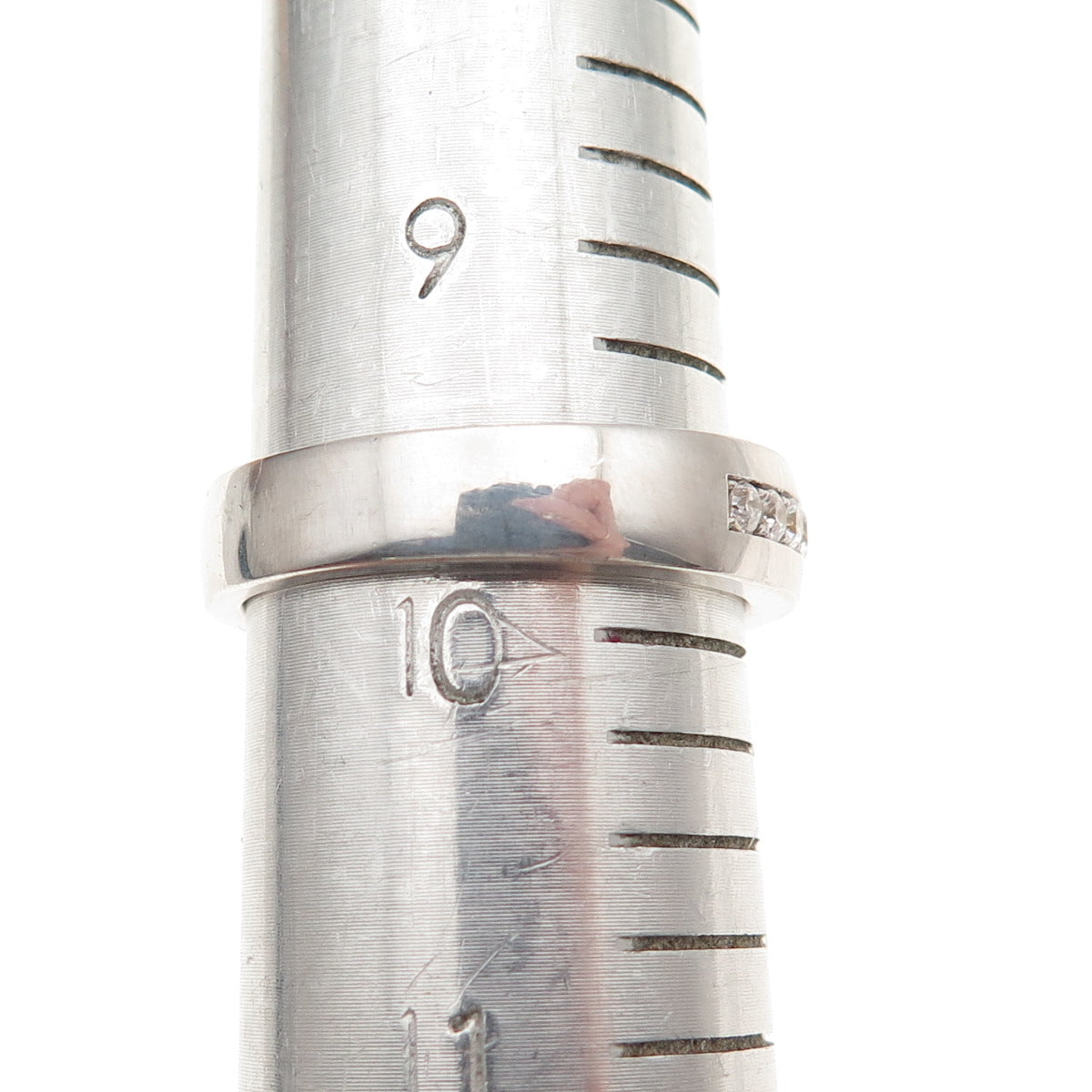 925 Sterling Silver Round-Cut C Z Half Eternity Band Ring Size 9.75