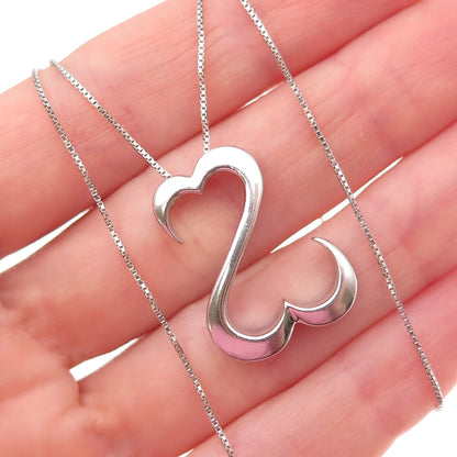 925 Sterling Silver Open Heart Box Chain Necklace 18"