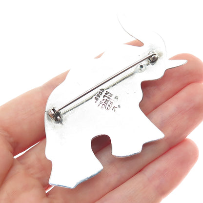 LATON 925 Sterling Silver 2-Tone Vintage Mexico Elephant Pin Brooch