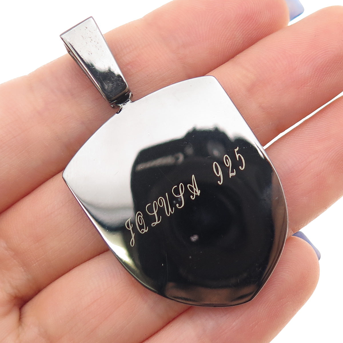 JOLUSA 925 Sterling Silver Black Rhodium Real Pink Sapphire Cross Pendant