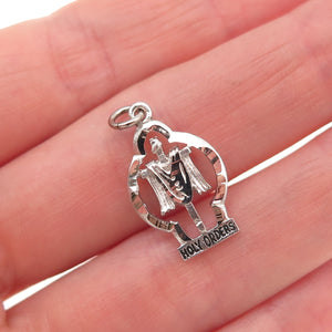 925 Sterling Silver Vintage Holy Orders Cross Mini Charm Pendant