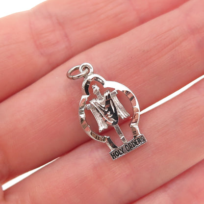 925 Sterling Silver Vintage Holy Orders Cross Mini Charm Pendant