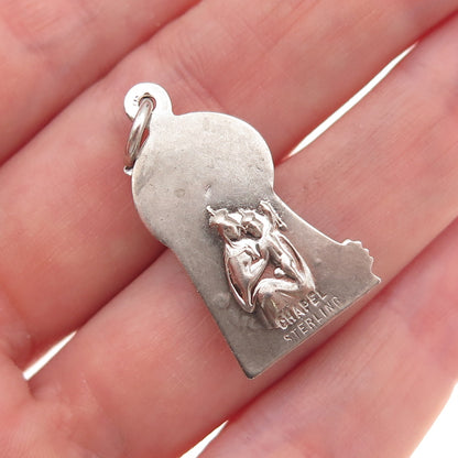 Chapel Sterling Silver Antique Art Deco Jesus & St. Mary Oxidized Charm Pendant