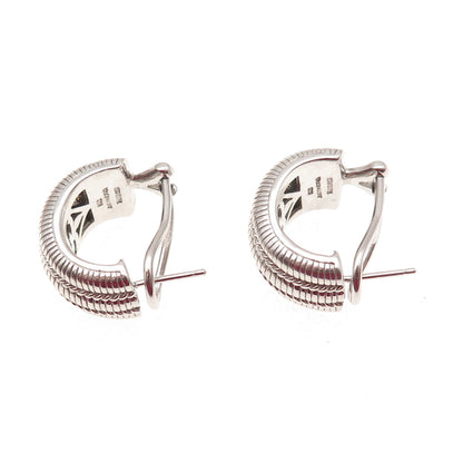 JUDITH RIPKA 925 Sterling Silver Snake Link Omega Back Hoop Earrings