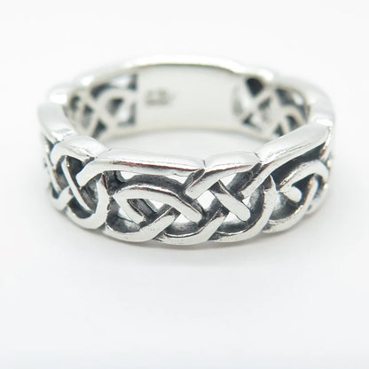 925 Sterling Silver Vintage Celtic Band Ring Size 6.75