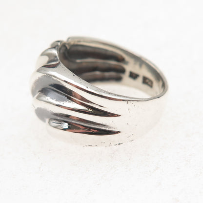 Chapal Zenray 925 Sterling Silver Vintage Modernist Oxidized Ring Size 7.5