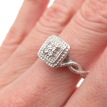 925 Sterling Silver Real Round-Cut Diamond Promise Ring Size 7