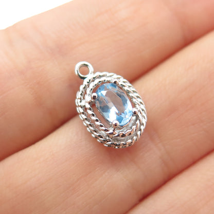 ROSS SIMONS 925 Sterling Silver Real Blue Topaz Minimalist Charm Pendant