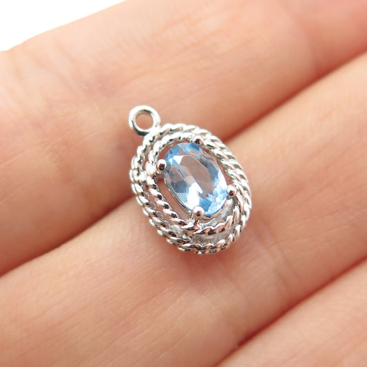 ROSS SIMONS 925 Sterling Silver Real Blue Topaz Minimalist Charm Pendant