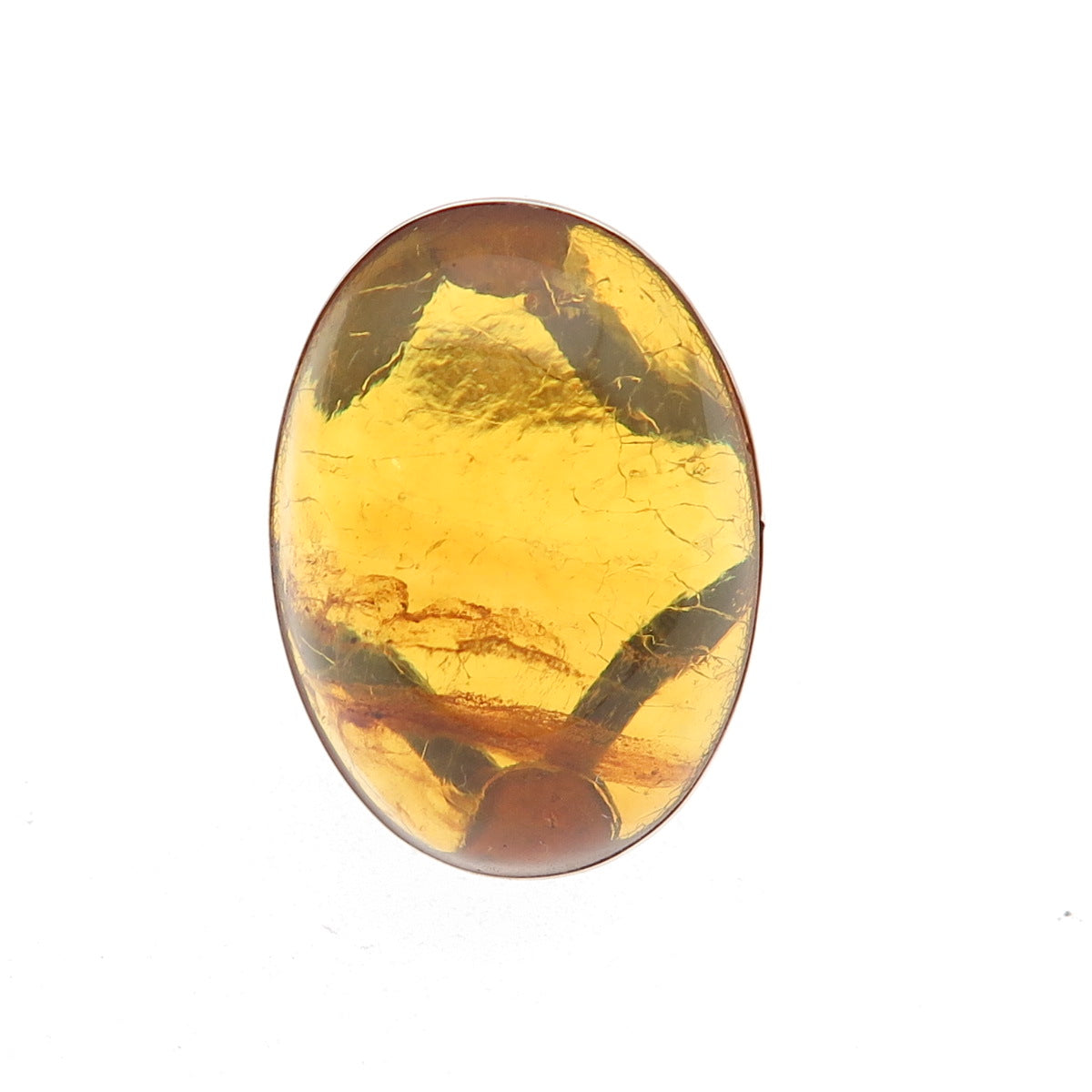 925 Sterling Silver Vintage Real Cabochon Amber Modernist Ring Size 7