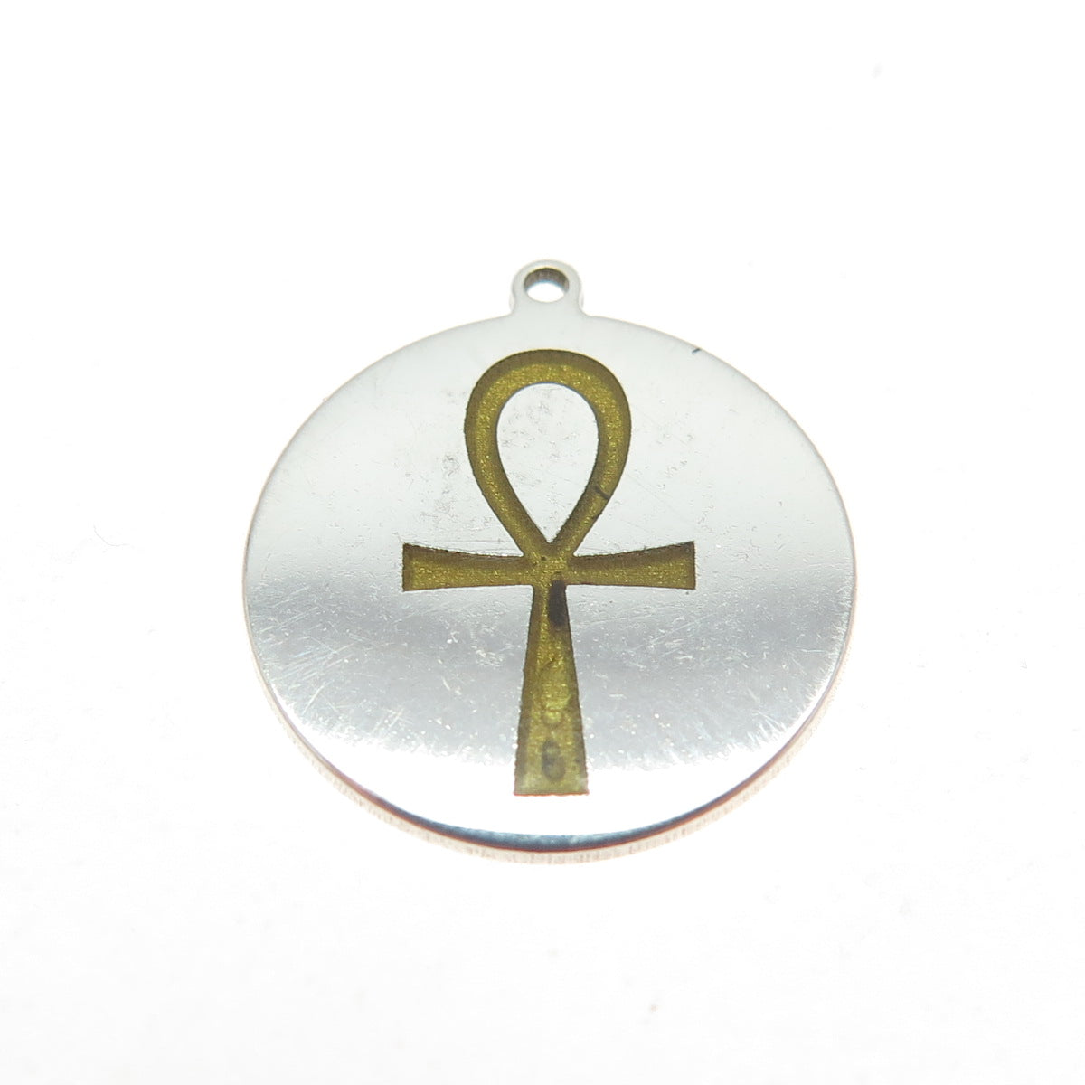 TOKEMOTI 925 Sterling Silver Enamel Egyptian Ankh Tag Minimalist Charm Pendant