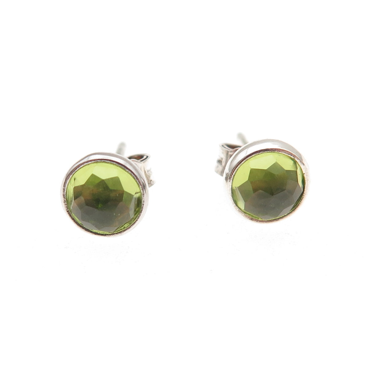 Pandora 925 Sterling Silver Real Peridot August Birthday Blooms Stud Earrings