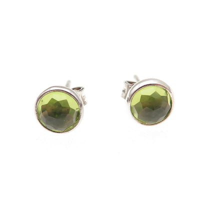 Pandora 925 Sterling Silver Real Peridot August Birthday Blooms Stud Earrings