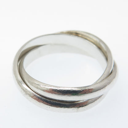 925 Sterling Silver Vintage Trinity Band Ring Size 7.75