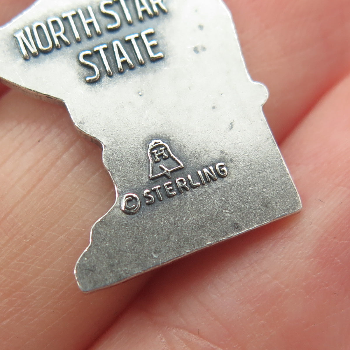 925 Sterling Silver Vintage "Minnesota" State Map Pendant