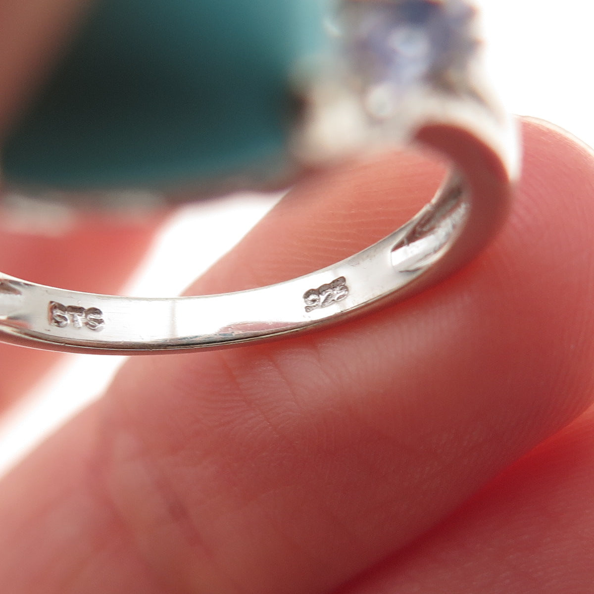 Chuck Clemency 925 Sterling Silver Real Turquoise & Tanzanite Ring Size 8.25