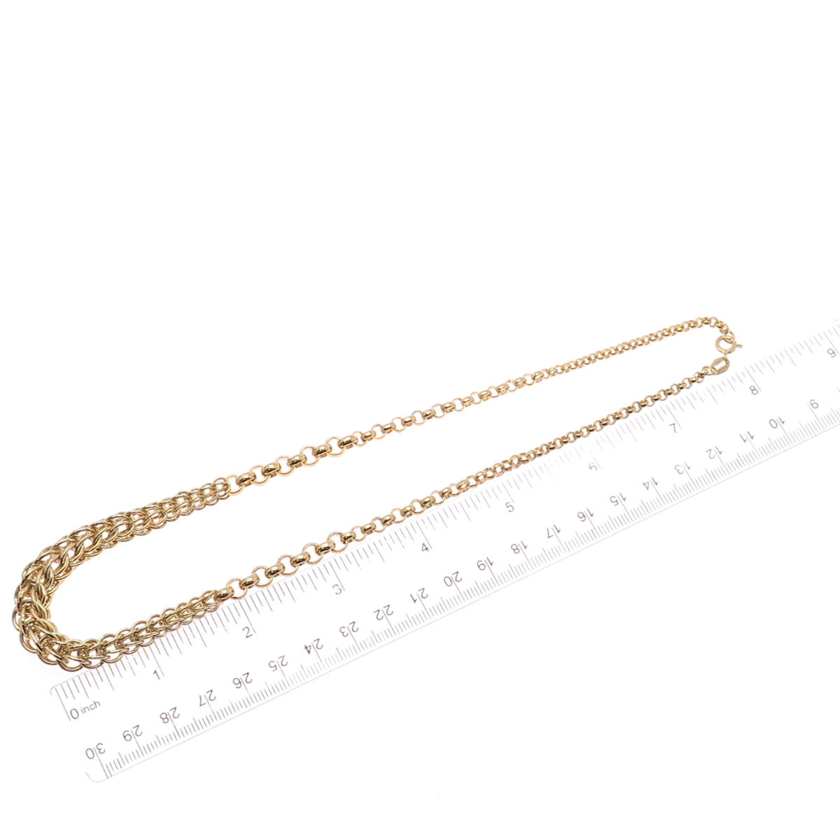 ITAOR 925 Sterling Silver Gold Plated Italy Spiga & Rolo Chain Necklace 16"