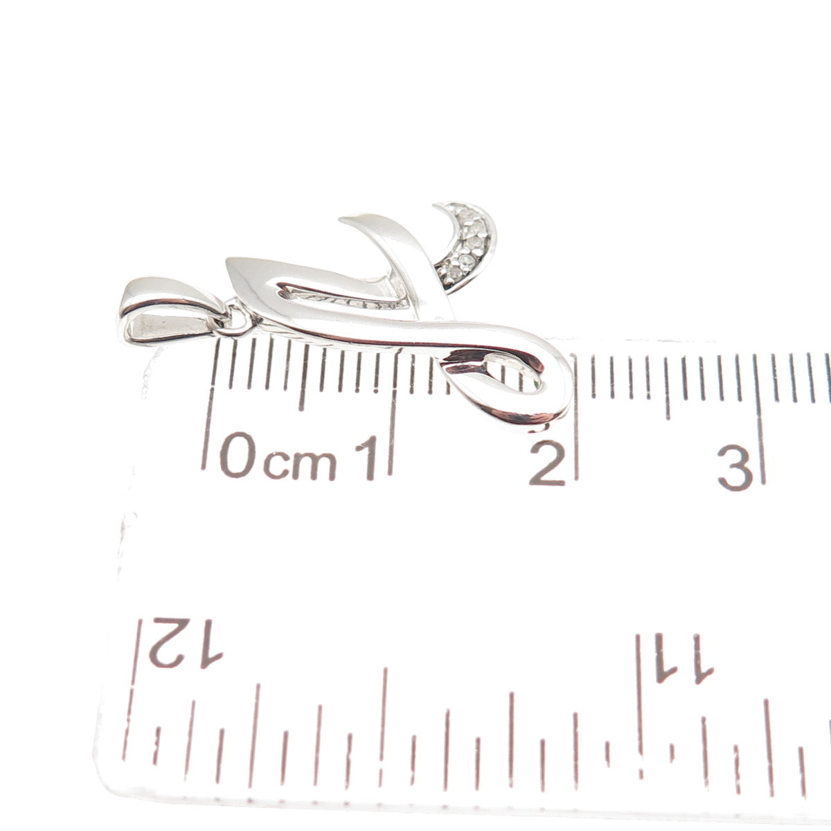 925 Sterling Silver Real Round-Cut Diamond Letter A Initial Charm Pendant