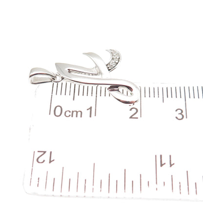 925 Sterling Silver Real Round-Cut Diamond Letter A Initial Charm Pendant