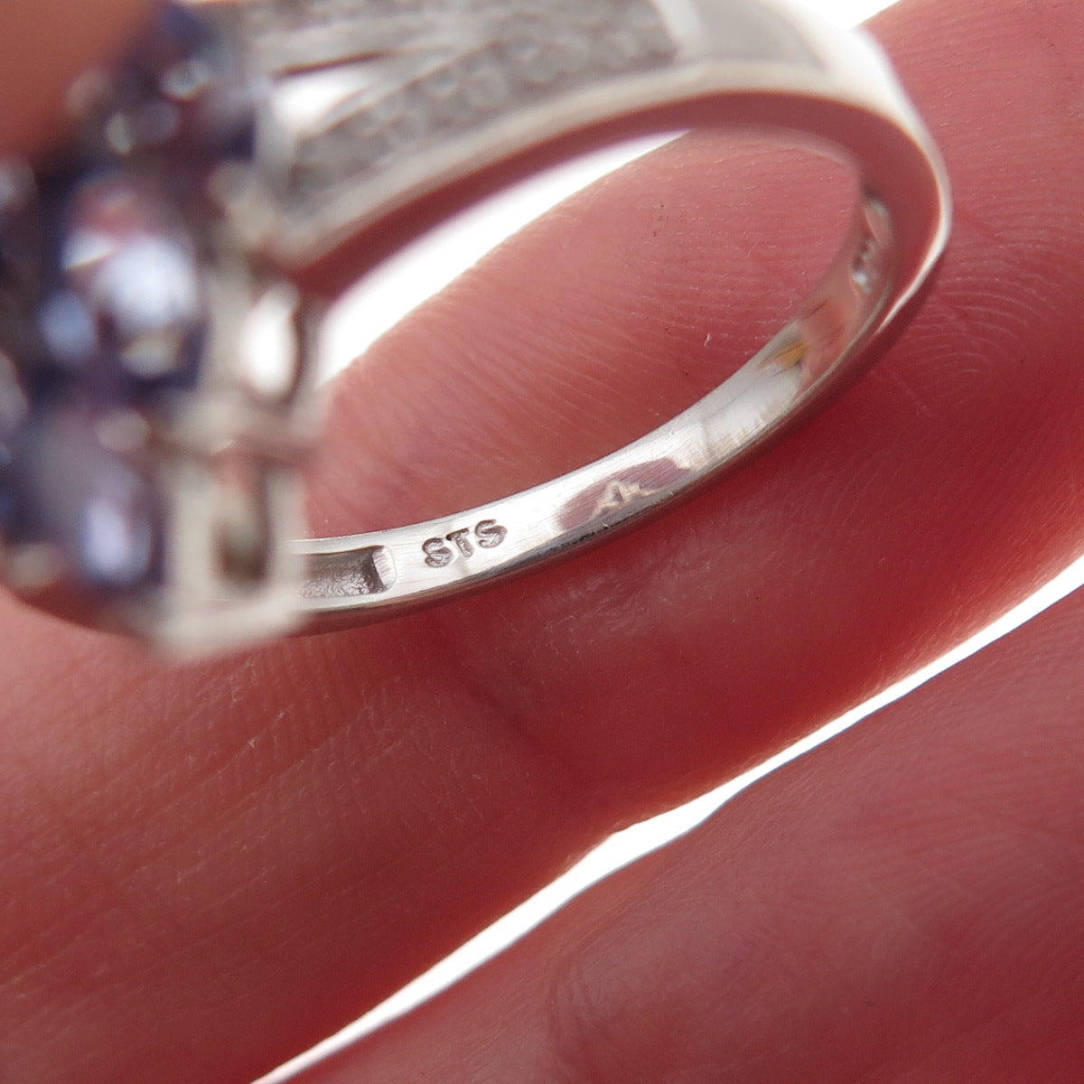 Chuck Clemency 925 Sterling Silver Real Tanzanite & White Topaz Ring Size 8
