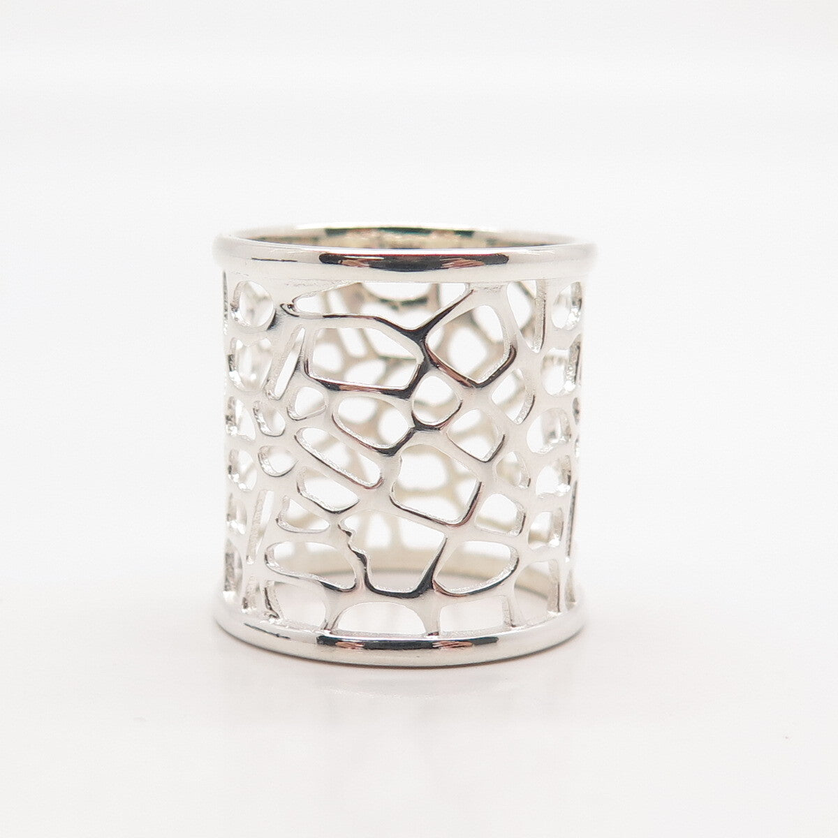 925 Sterling Silver Vintage Cutout Wide Band Ring Size 7