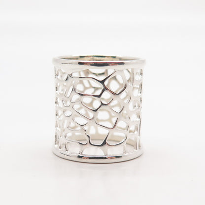 925 Sterling Silver Vintage Cutout Wide Band Ring Size 7