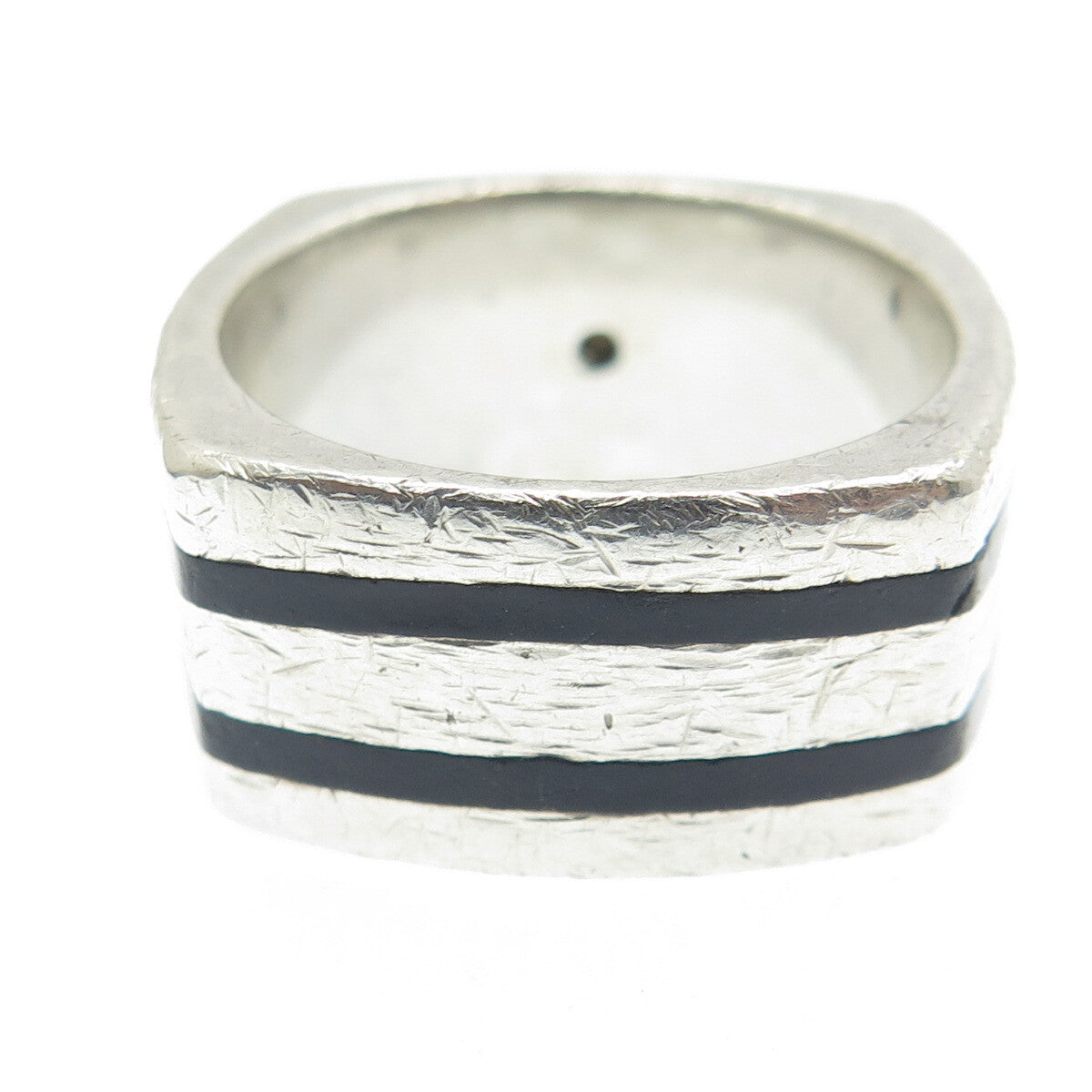 HD/N 925 Sterling Silver Vintage Real Diamond & Black Onyx Ring Size 11.25