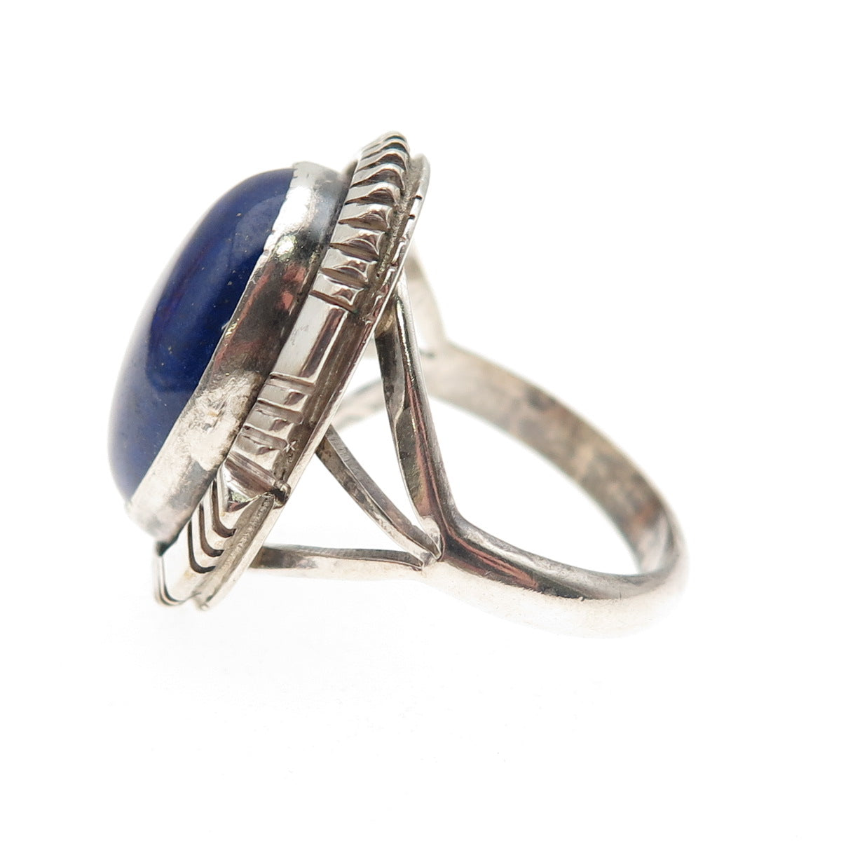 William G. Johnson Navajo Old Pawn Sterling Silver Vintage Lapis Ring Size 7.75