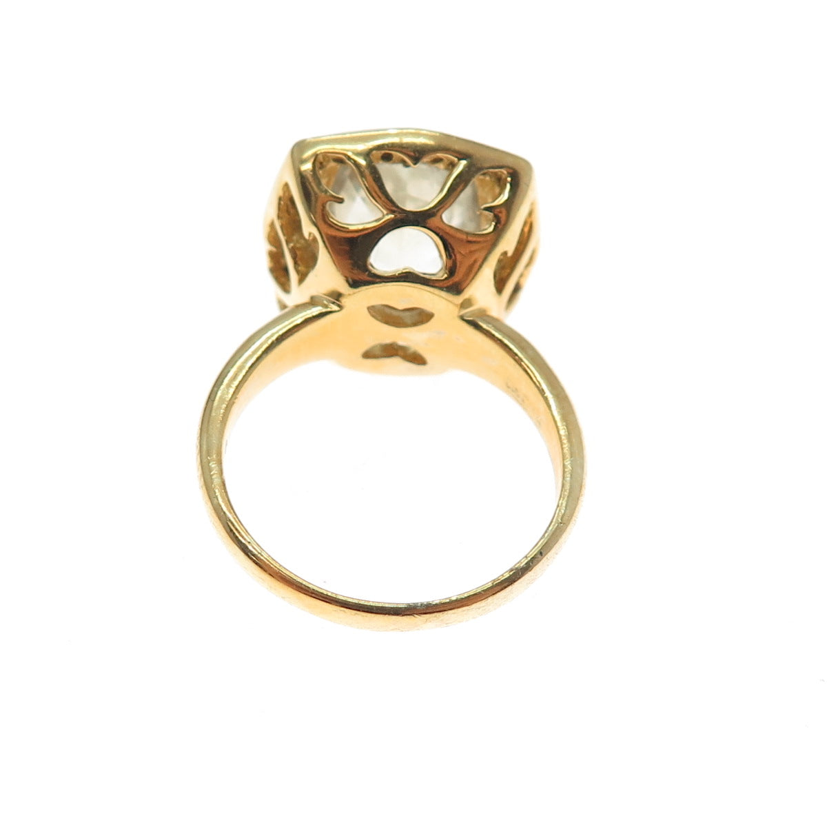 925 Sterling Silver Gold Plated Real Diamond & Green Amethyst Ring Size 6.75