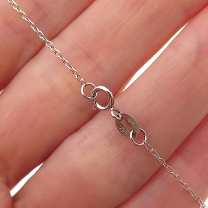 925 Sterling Silver Real Turquoise Blue & White Topaz Cable Chain Necklace 18"