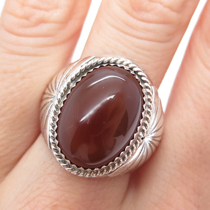 CAROLYN POLLACK Old Pawn Sterling Silver Vintage Carnelian Tribal Ring Size 9