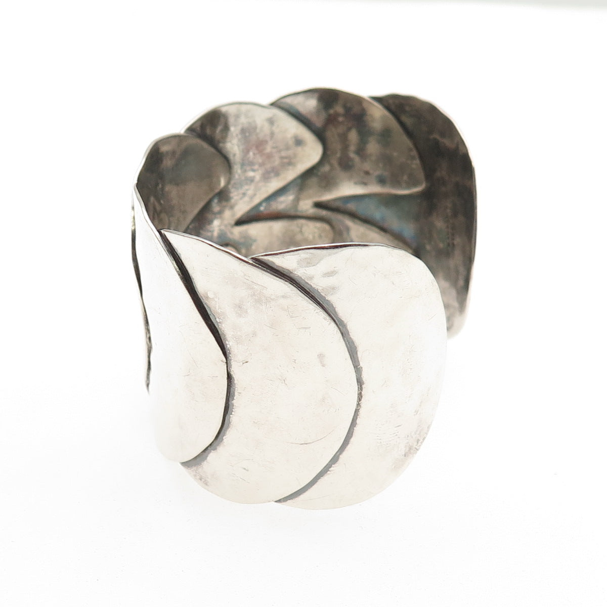 Alfred Karram 925 Sterling Vintage Modernist Adjustable Oxidized Bracelet 6.25"