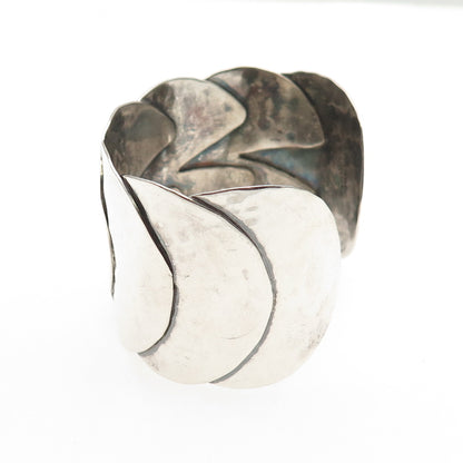 Alfred Karram 925 Sterling Vintage Modernist Adjustable Oxidized Bracelet 6.25"