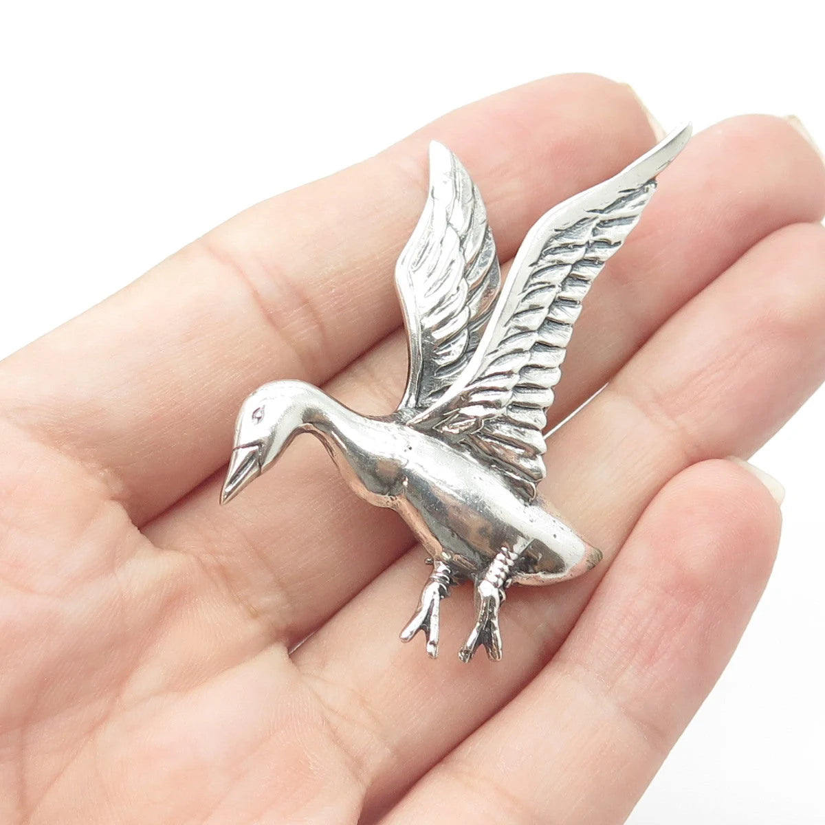 925 Sterling Silver Antique Art Deco Danecraft Goose Pin Brooch