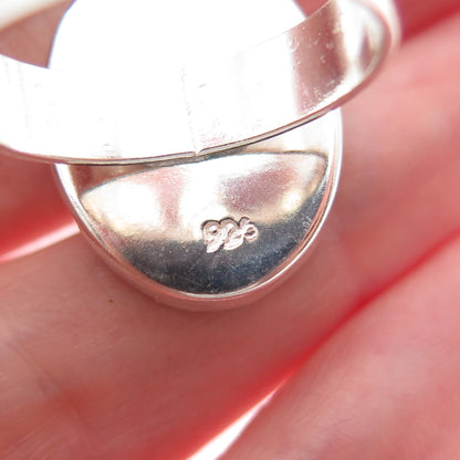 925 Sterling Silver Vintage Enamel Frida Kahlo Pressed Flowers Ring Size 8.75