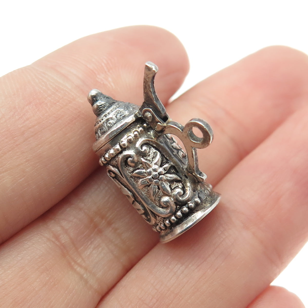 800 Silver Vintage "Garmisch-Partenkirchen" Beer Stein Locket Minimalist Pendant