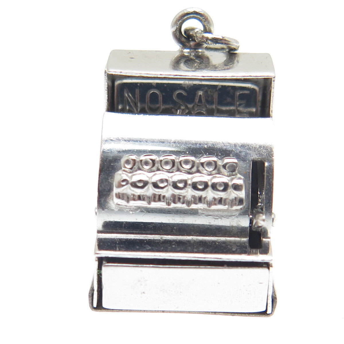 J.M. FISHER 925 Sterling Silver Antique Enamel Cash Register Movable 3D Pendant